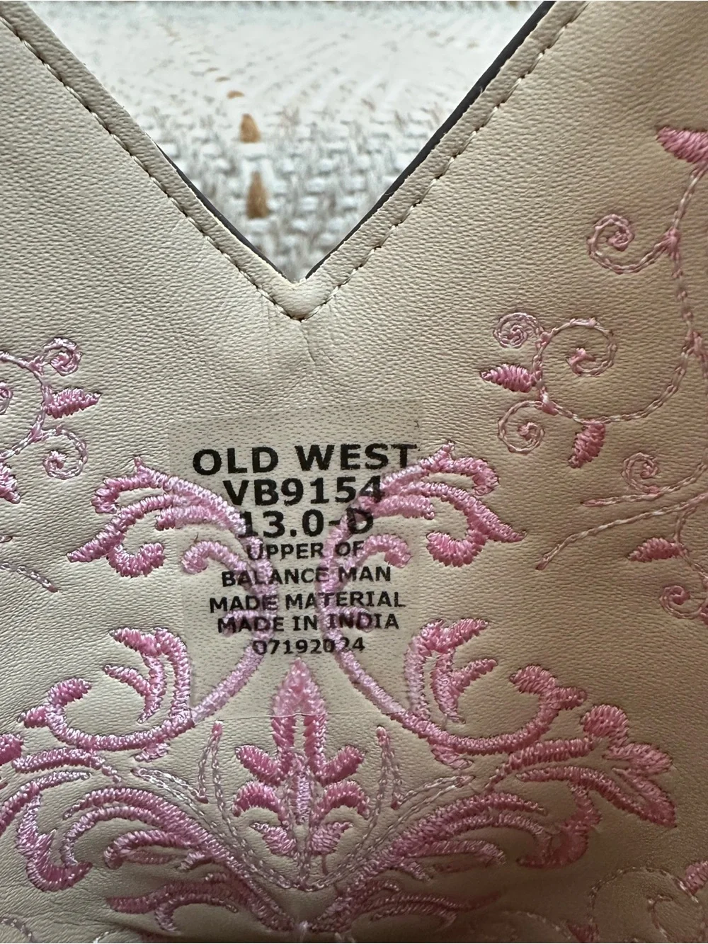 Old West Girls Western Cowboy Boots - Size 13 - Pink & Brown Embroidered